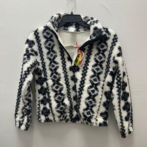 K-152 All In Motion XS High Pile Fleece Jacket Cream & Black Pattern Half-Zip